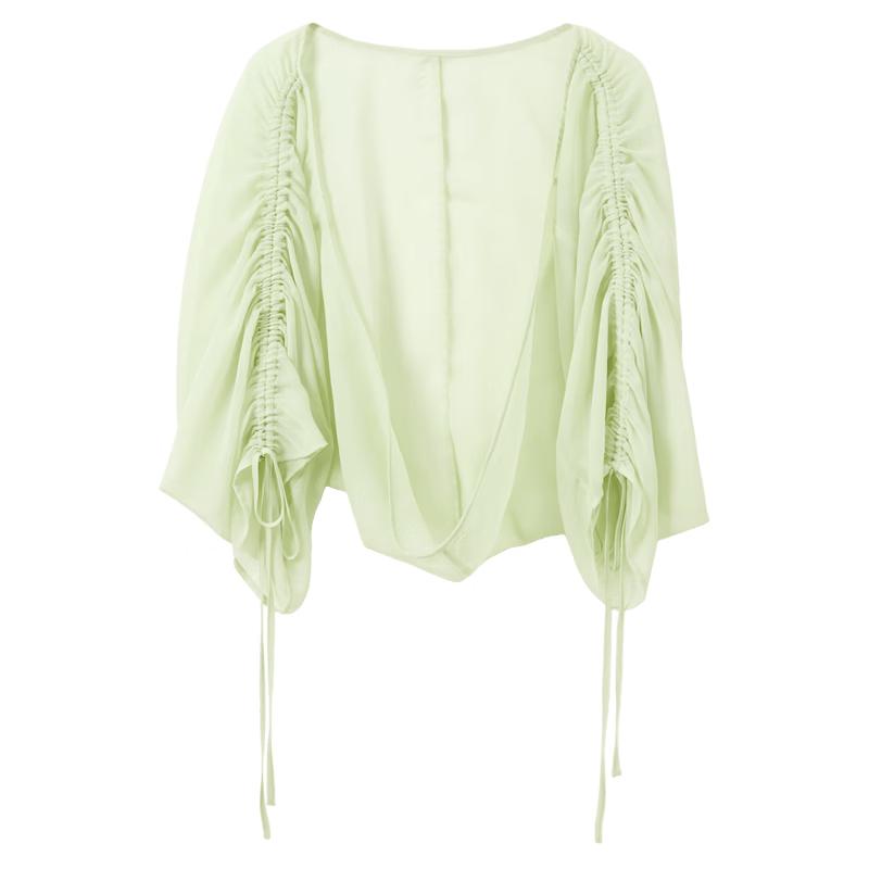 

Elegant Chiffon Drawstring Tassel Shawl One Size
