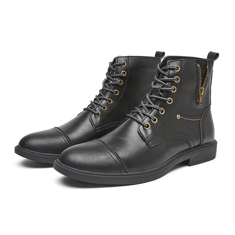 Men s Retro High-Top Leather Boots - Pointed Toe, Mid-Top, Korean & British Style 42 коричневый/синий