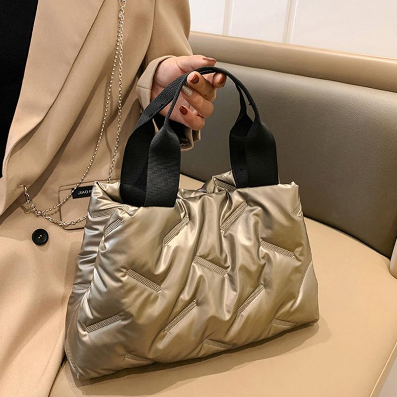 Fashionable Large-capacity Handbag for Women In Autumn and Winter New Down Cloth Bag Trendy Simple Women's Bag