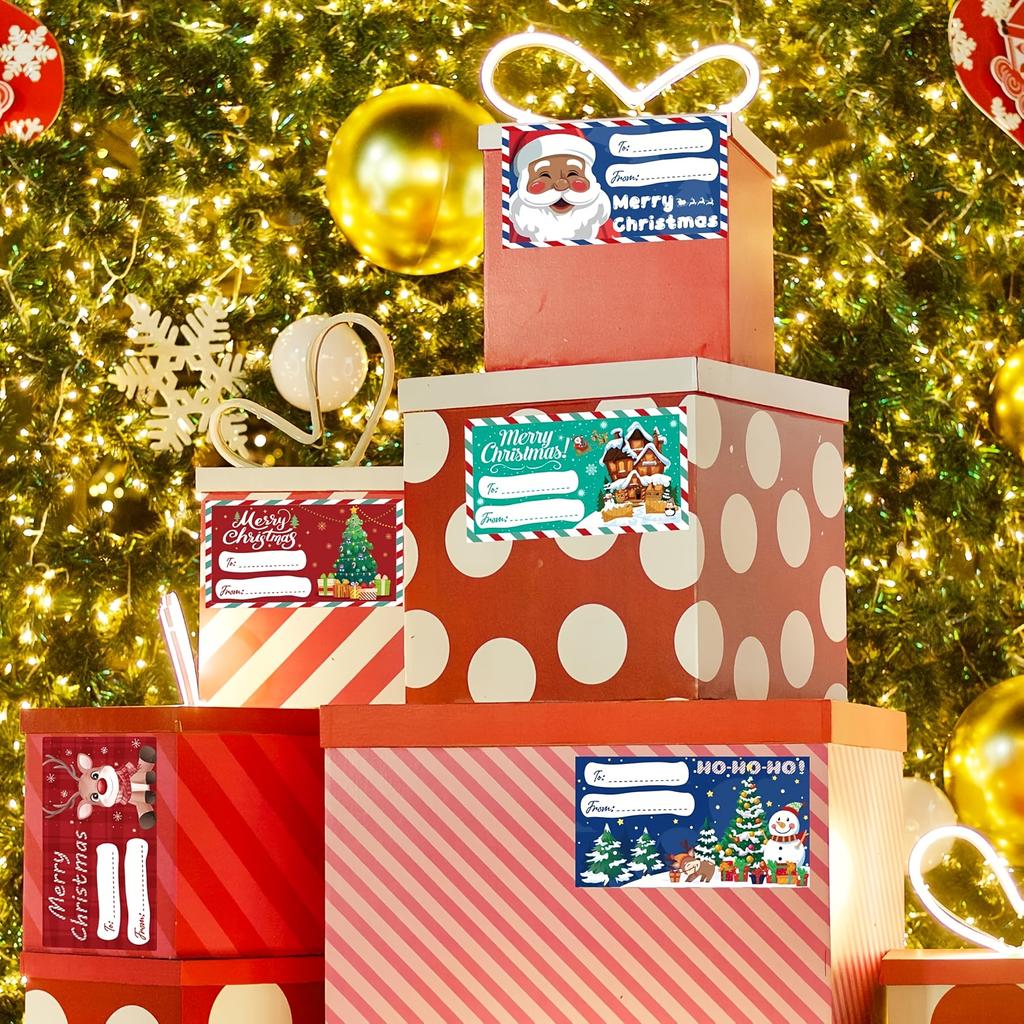 240pcs/1roll Christmas Gift Tags - Self-Adhesive Sticky Label - Christmas Party Supplies, Christmas Accessories,Festive Labeling