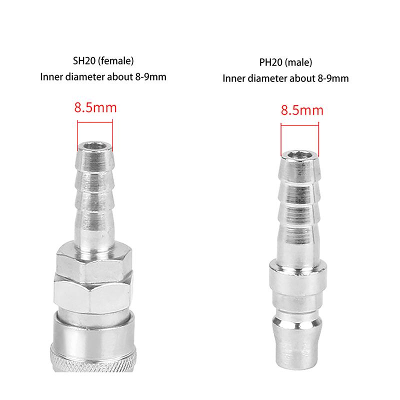 2Pcs Pneumatic Fitting C Type Quick Coupling Connector Coupler For 8Mm Compressor Ph20+Sh20