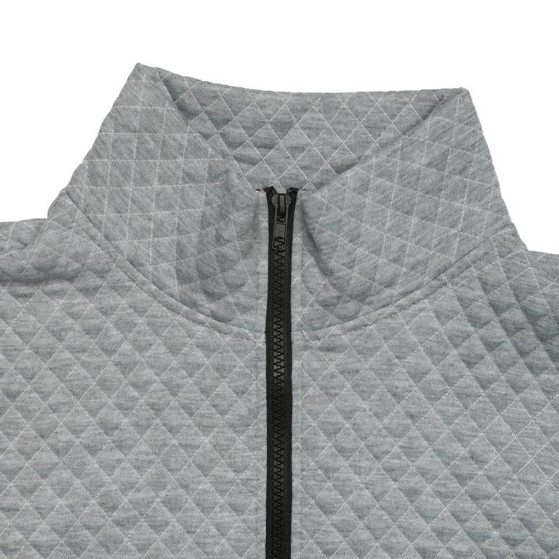 Women's Waffle V-Neck Zipper Half Placket Pullover Sweatshirt Casual Solid Color Muscle Top