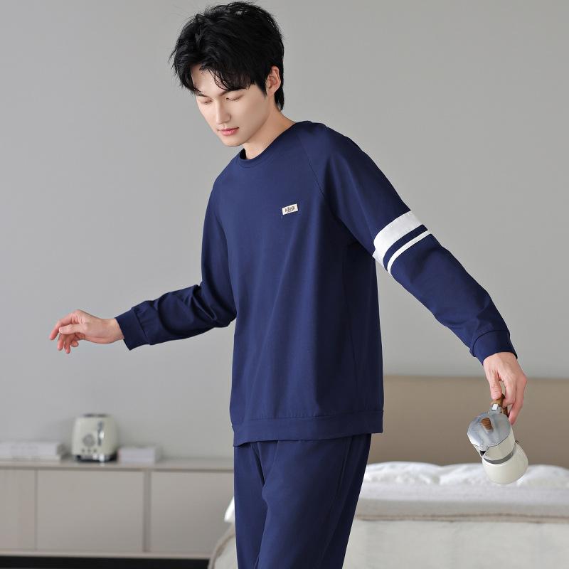 Pajamas Men'S Spring And Autumn Autumn Cotton Long Sleeve Loungewear Men'S Cotton Thin Casual Outfit