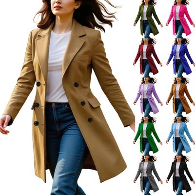 Manteaux Pour Femmes Trench Manteau Simple Boutonnage Mode A-Ligne Vestes Automne Hiver