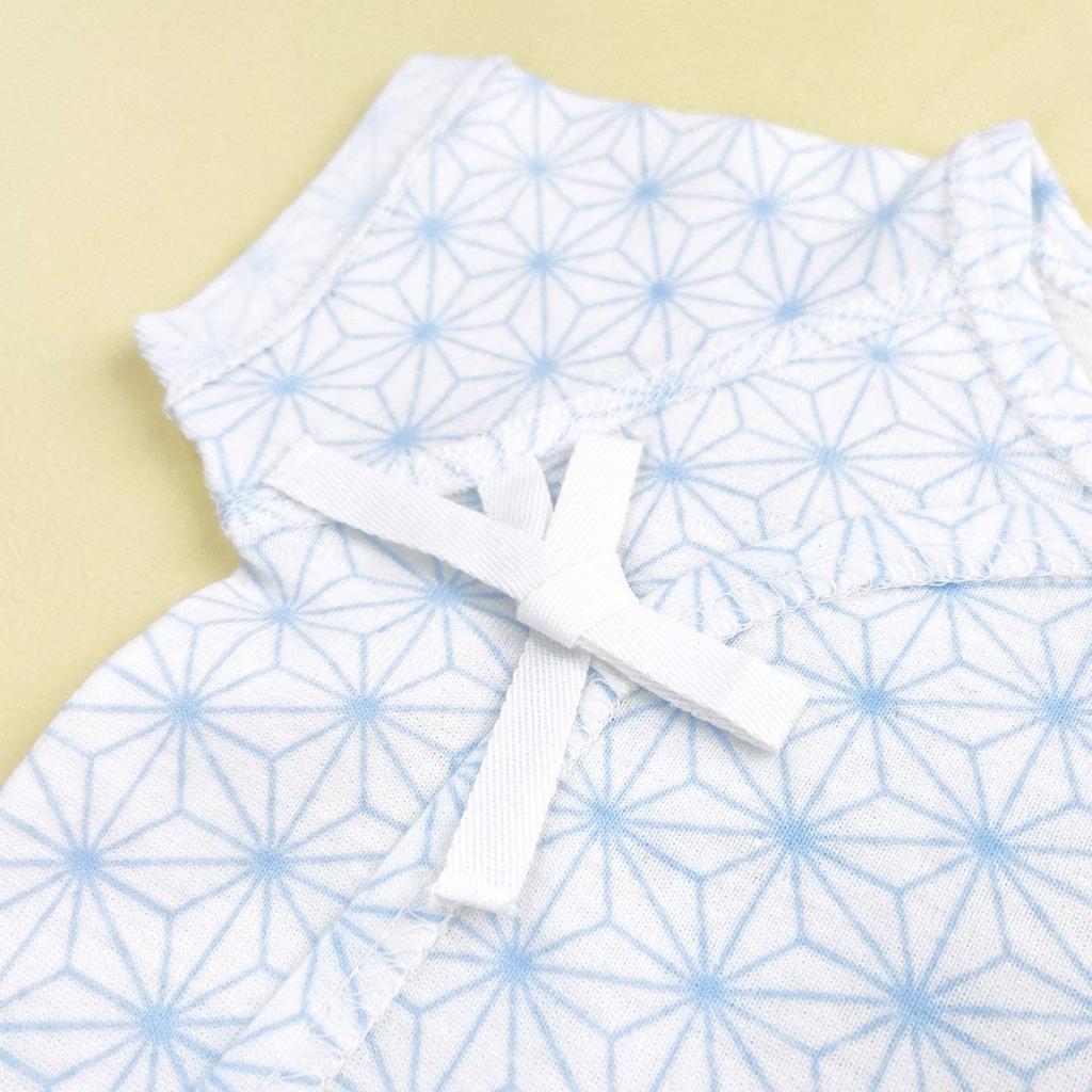 Düşük Doğum Ağırlıklı Bebekler İçin 2 Adet Kısa İçlik Seti Kenevir Yaprağı Saks Mavisi Desenli x Düz Beden Online Özel Castle Babies Tarafından Üretilmiştir, Renk, 45, Japonya,