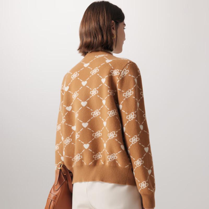 PALUOPO Women's 12-Gauge Cashmere Plaid Jacquard V-Neck Cardigan