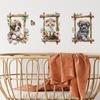 Cartoon Cat Dog Triptych Frame Wall Sticker Set Self-Adhesive for Kids Bedroom Wall Decoration