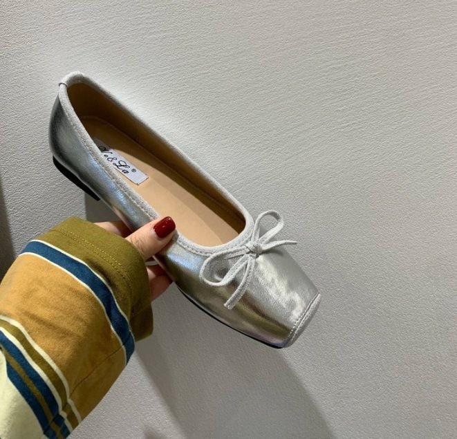 Flat-bottomed retro women's shoes red single shoes bow shoes pedal lazy shoes spring and autumn