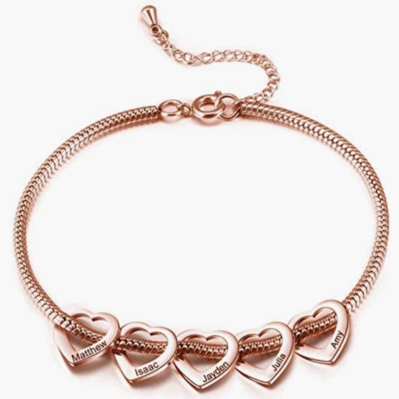 Women's Personalized Stainless Steel Heart Anklet Bracelet
