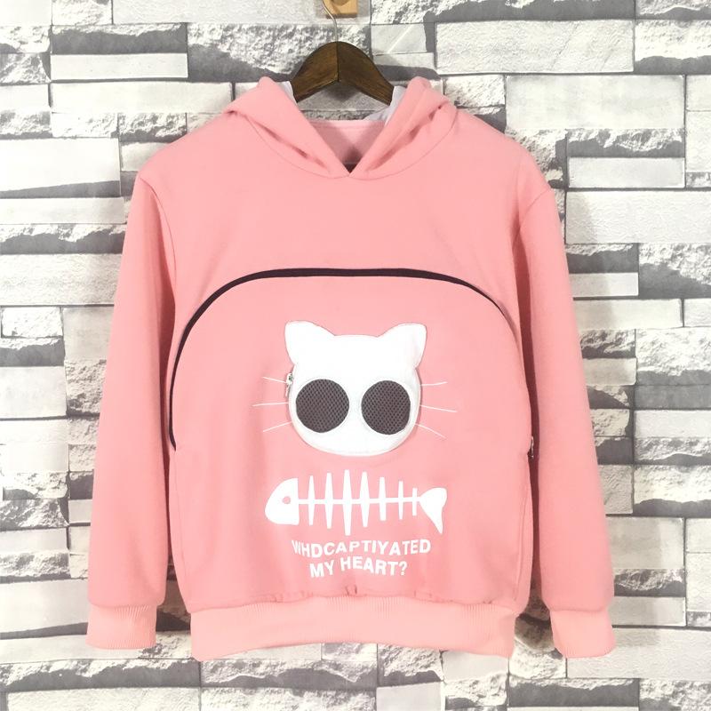 Sweatshirt für Katzenliebhaber, Kapuzenpullover mit Känguru- und Hundepfoten-Motiv, Kuschelbeutel, Sweatshirt mit Tierohren, Kapuzenpullover