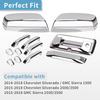 Chrome Door Handles+Top Half Mirror Covers+Tailgate Cover (With Camera Hole) Compatible With Chevrolet Silverado GMC Sierra 1500 2500 3500 2014-2018