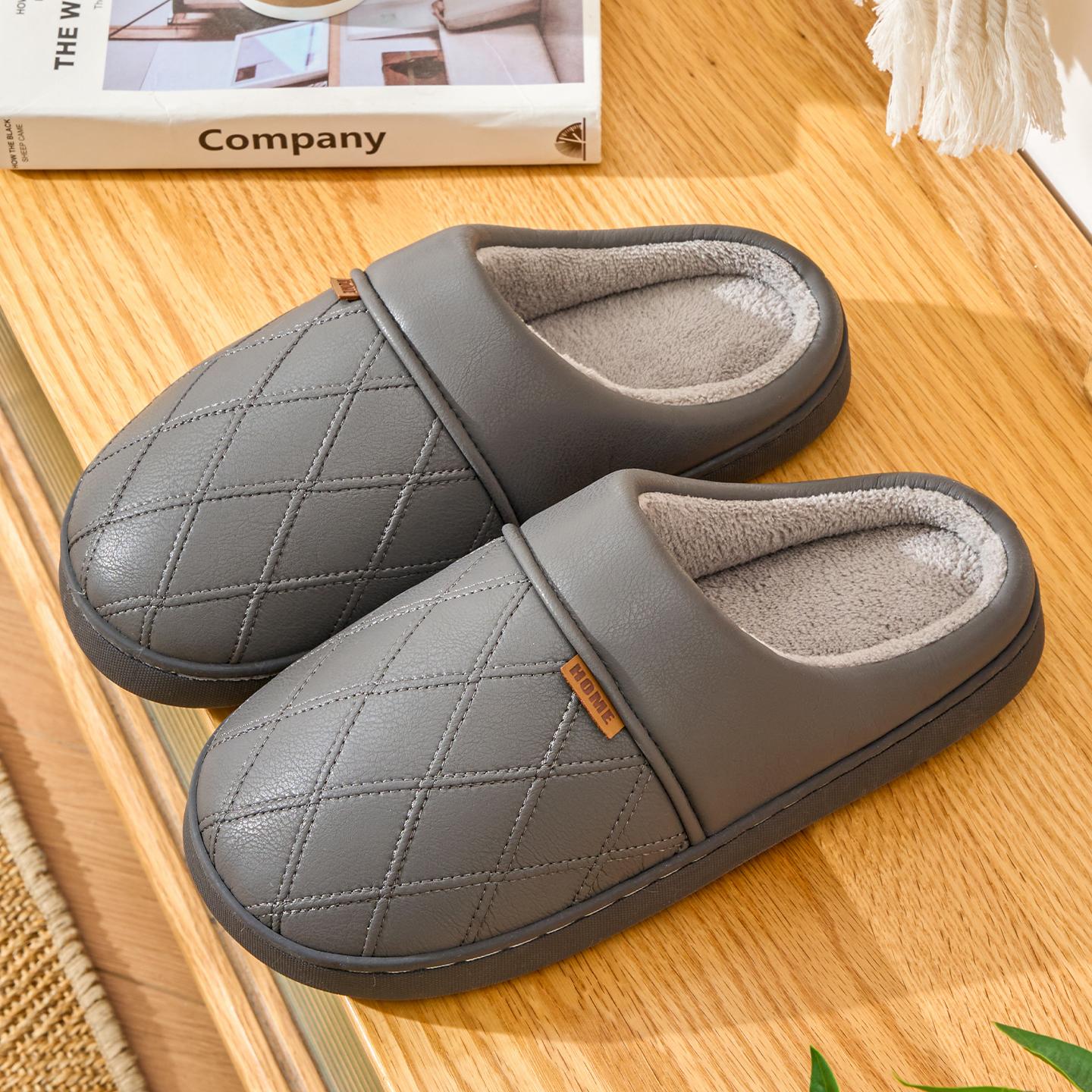

Зимние женские домашние тапочки плюшевые теплые с толстой подошвой шлепанцы дышащие мягкие нескользящие тапочки для дома и улицы мужские повседневные тапочки 44-45 серый