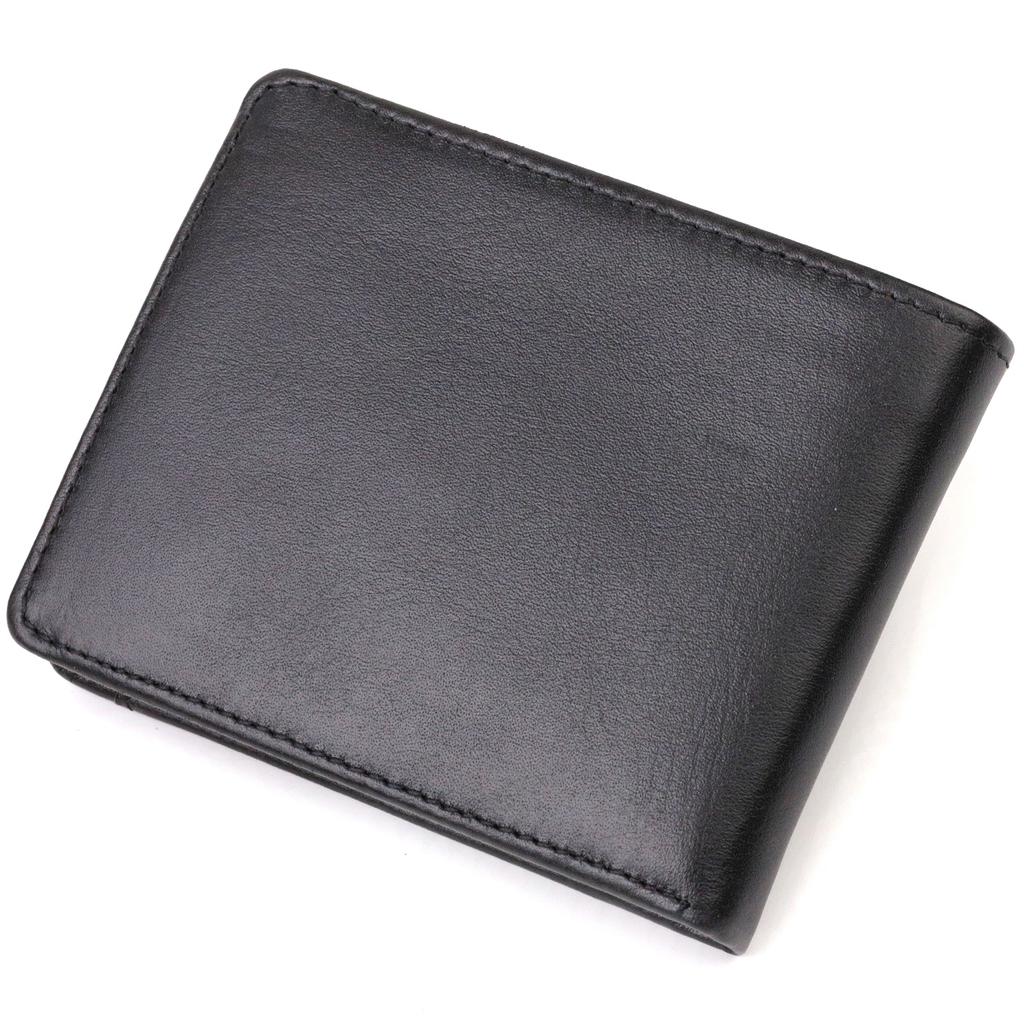 Practical Compact Wallet with an Insert for ID for Men Made of Genuine Smooth Leather CANPELLINI 21876 Black