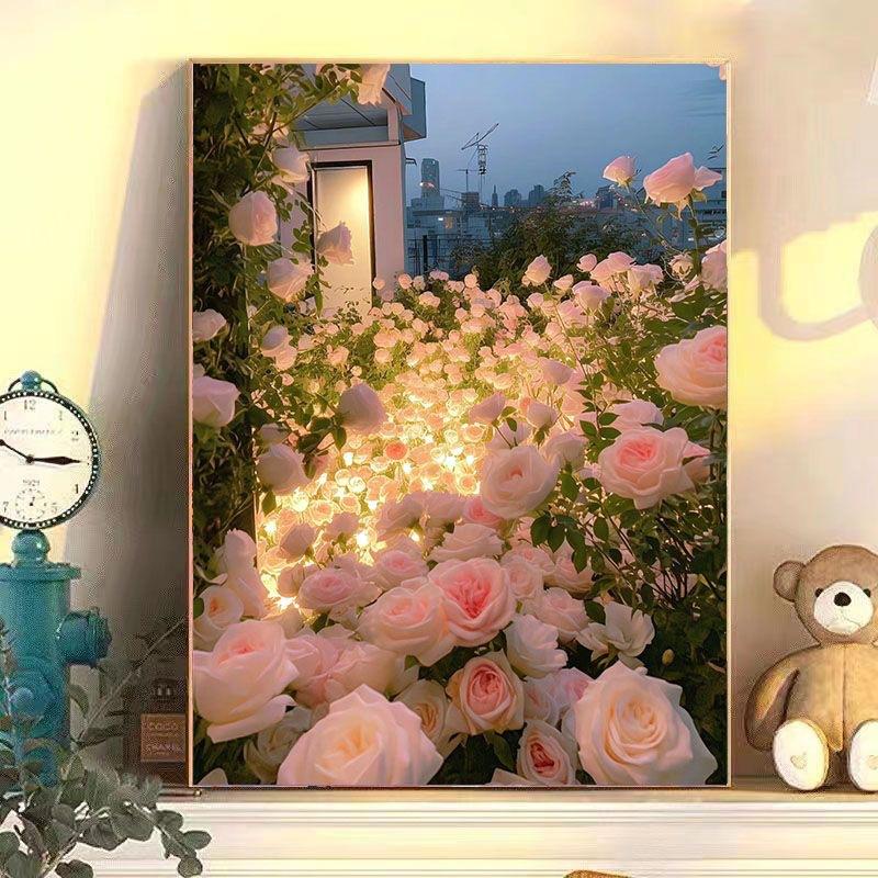 Diy Digital Oil Painting Flower Landscape Filling Coloring Oil Painting Stall Toy Painting