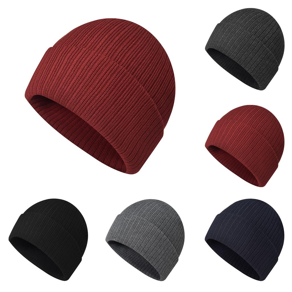 Men's Winter Thermal Knit Hat Thickened Recycled Material Outdoor Cycling Beanie Trendy Woolen Hat