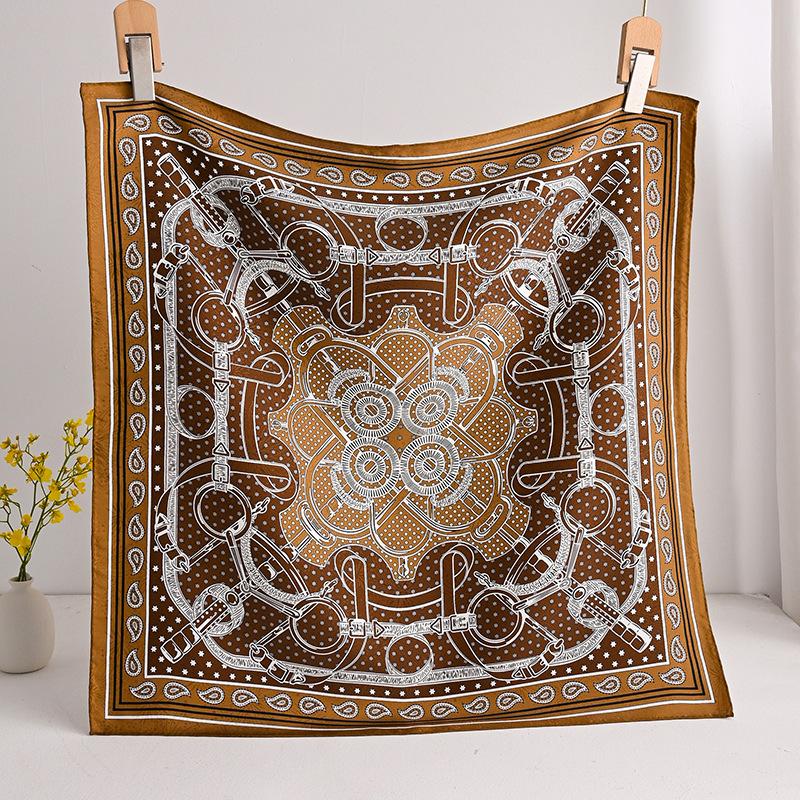[Flower dill fireworks pattern] Temperament fashionable new silk silk scarf women s double-sided heavy flower mulberry silk scarf 66