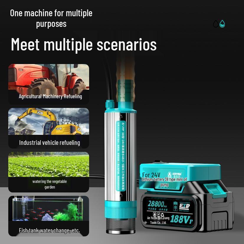24V 100W High Power Diesel Pump with Lithium Battery for Oil Extraction & Fueling