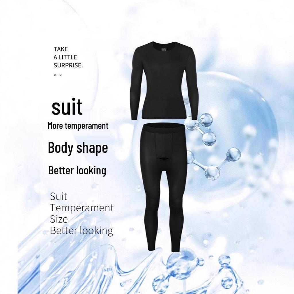 Men's Hyaluronic Acid Moisturizing Warm Base Layer Set - Long Sleeve Top & Pants for Autumn
