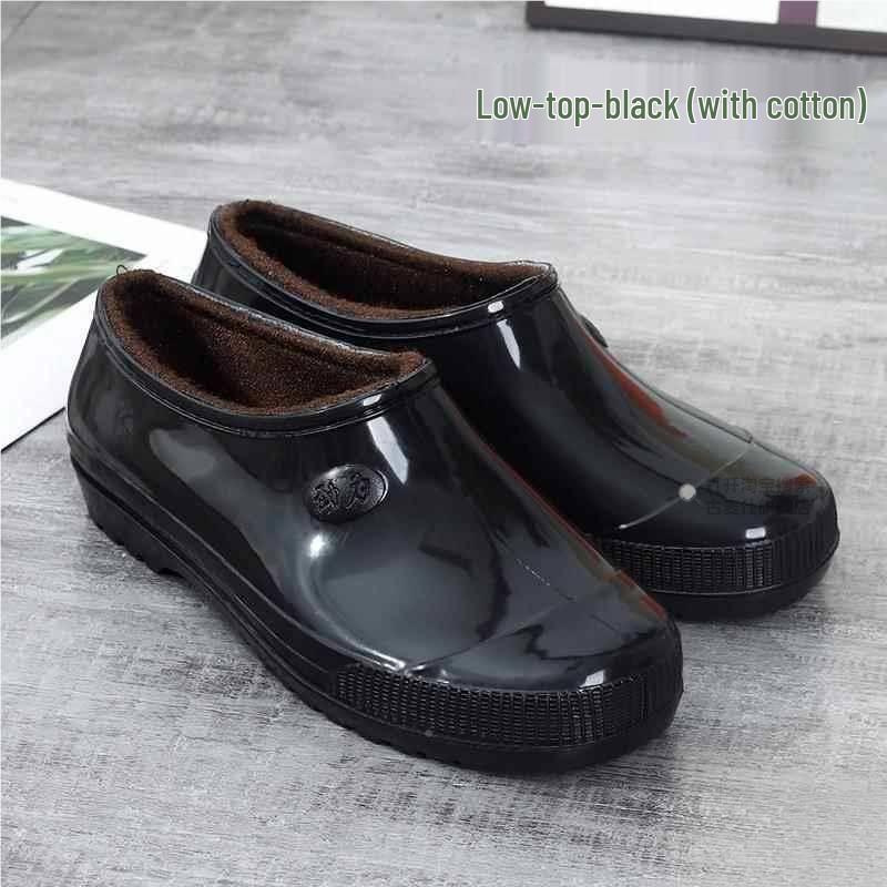 Men's Low-Cut Wear-Resistant Fashion Rain Boots: Non-Slip, Thickened Rubber Galoshes for Construction Sites