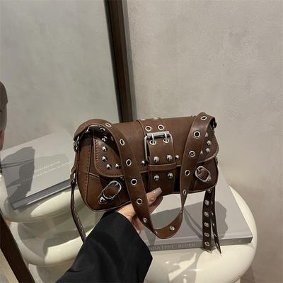 Nová textura trendy spice girl nýtovaný leopardí potisk personalizovaný design lokomotivní ramenní crossbody podpažní bageta dámská taška