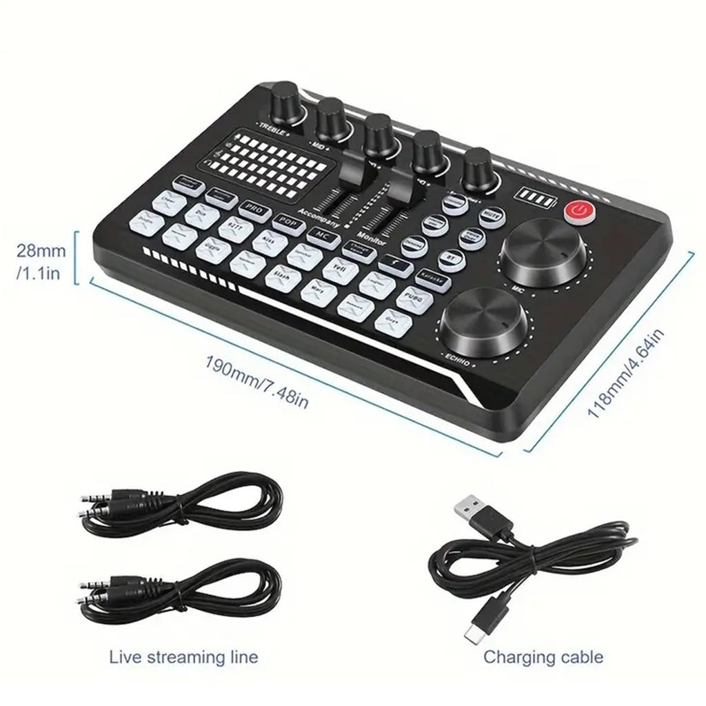 F998 Professional Mixer Live Streaming Equipment Podcast Equipment 3 4 Mobile Phones For Simultaneous Live Streaming One Click Noise Reduction Used F