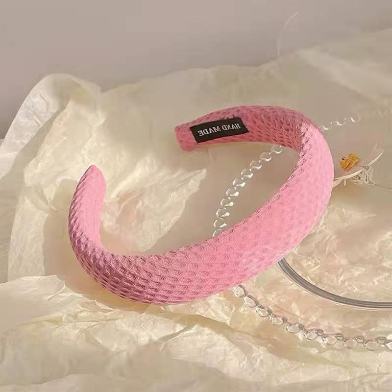 Candy Color Waffle Headband: High Crown, Advanced Face Wash Sponge, Wide Edge Hair Hoop for Early Spring.