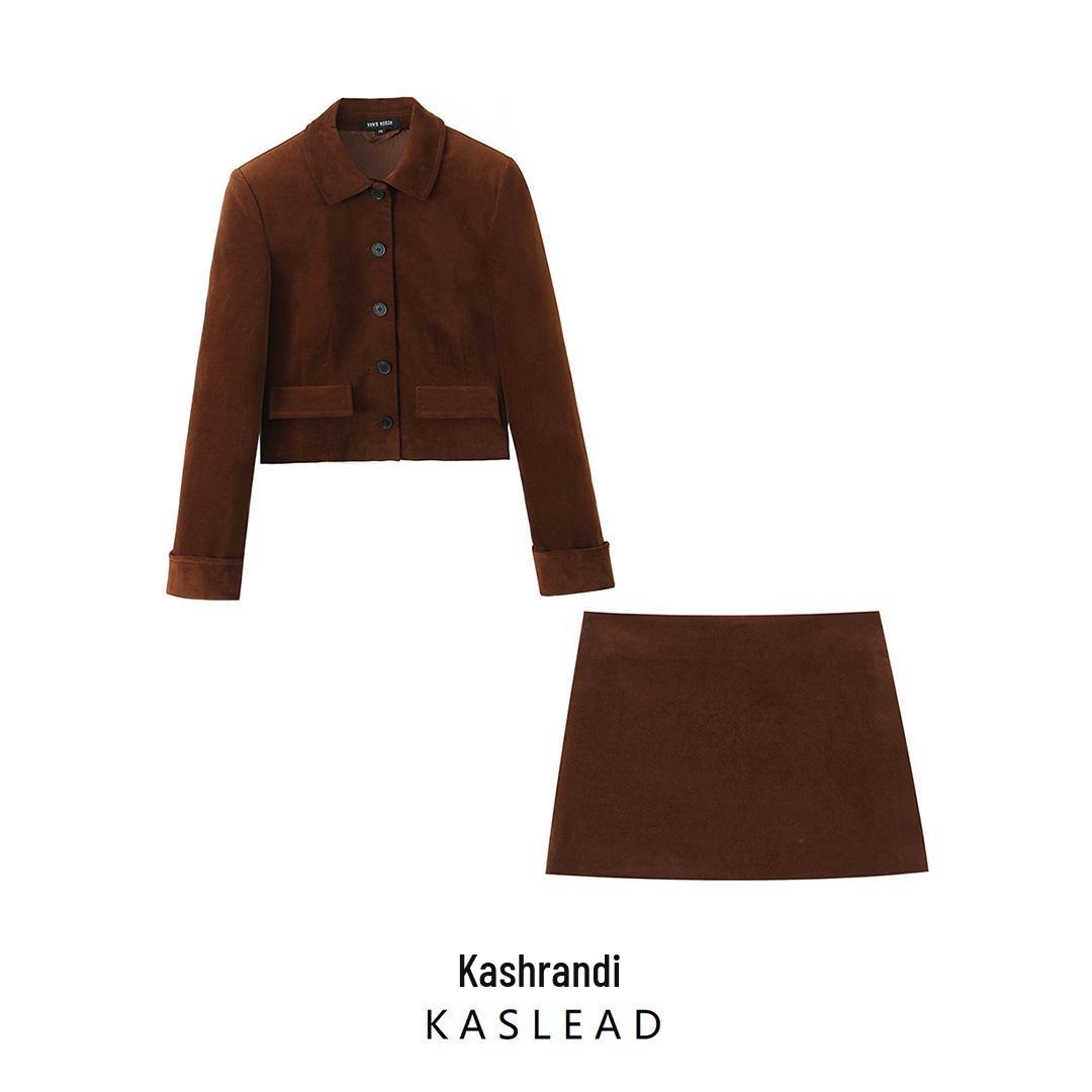 

2025 Spring Women s European/American Style Long Sleeve Jacket & Skirt Set XS