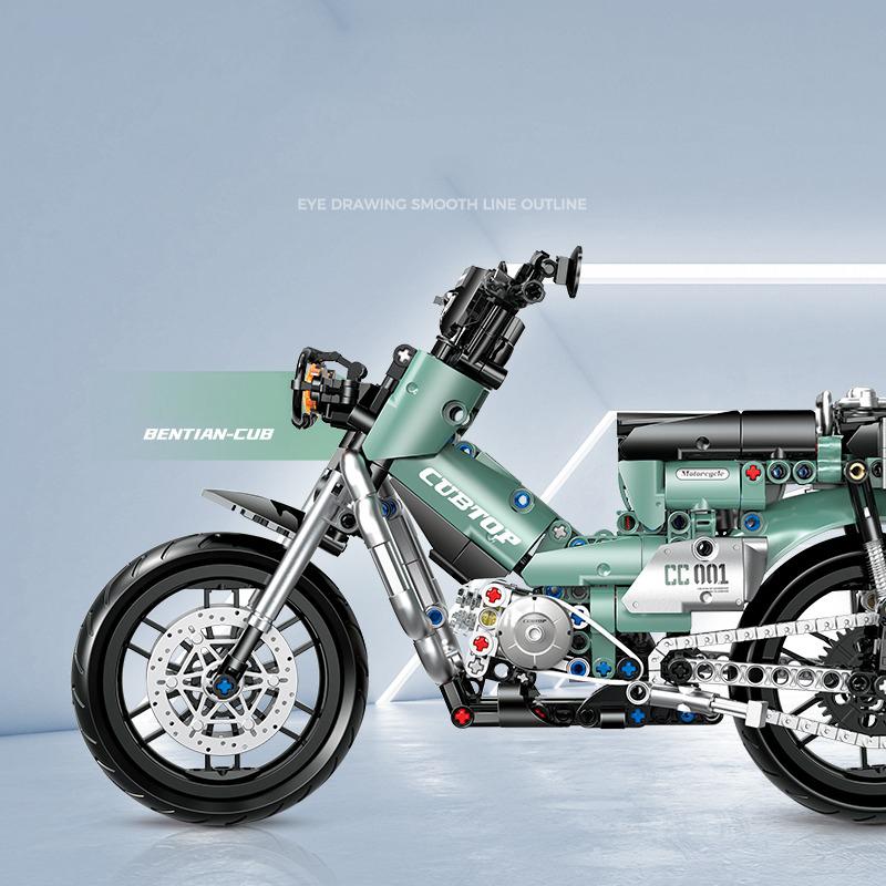 628PCS 1:8 Vintage Motorcycle Building Blocks Assembly Racing Motorbike Model Ornament Bricks Toys Children Boys Christmas Gifts