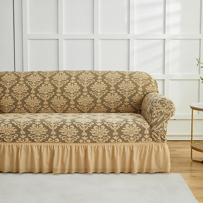 1pc European Style Flower Sofa Slipcover with Skirt Jacquard Non-slip Sofa Covers Furniture Protector for Living Room Home Decor