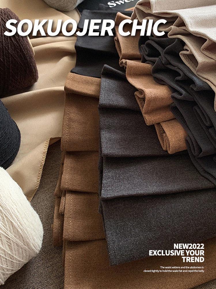 Maillard Kaffee Wolle Falten A-Linien Rock - 2026 Herbst/Winter High-Waist Khaki Kurzer Rock