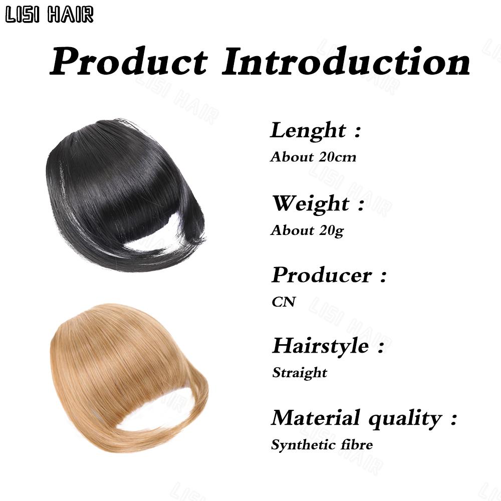 LISI HAIR Synthetic Straight Hair With Bangs 2 Clips In Hair Extensions Fake Fringe False Hairpiece For Women Wear