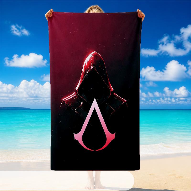 Quick Dry Beach Towel Assassins Creed Pattern, Lightweight Absorbent Towel for Pool Beach Vacation Use