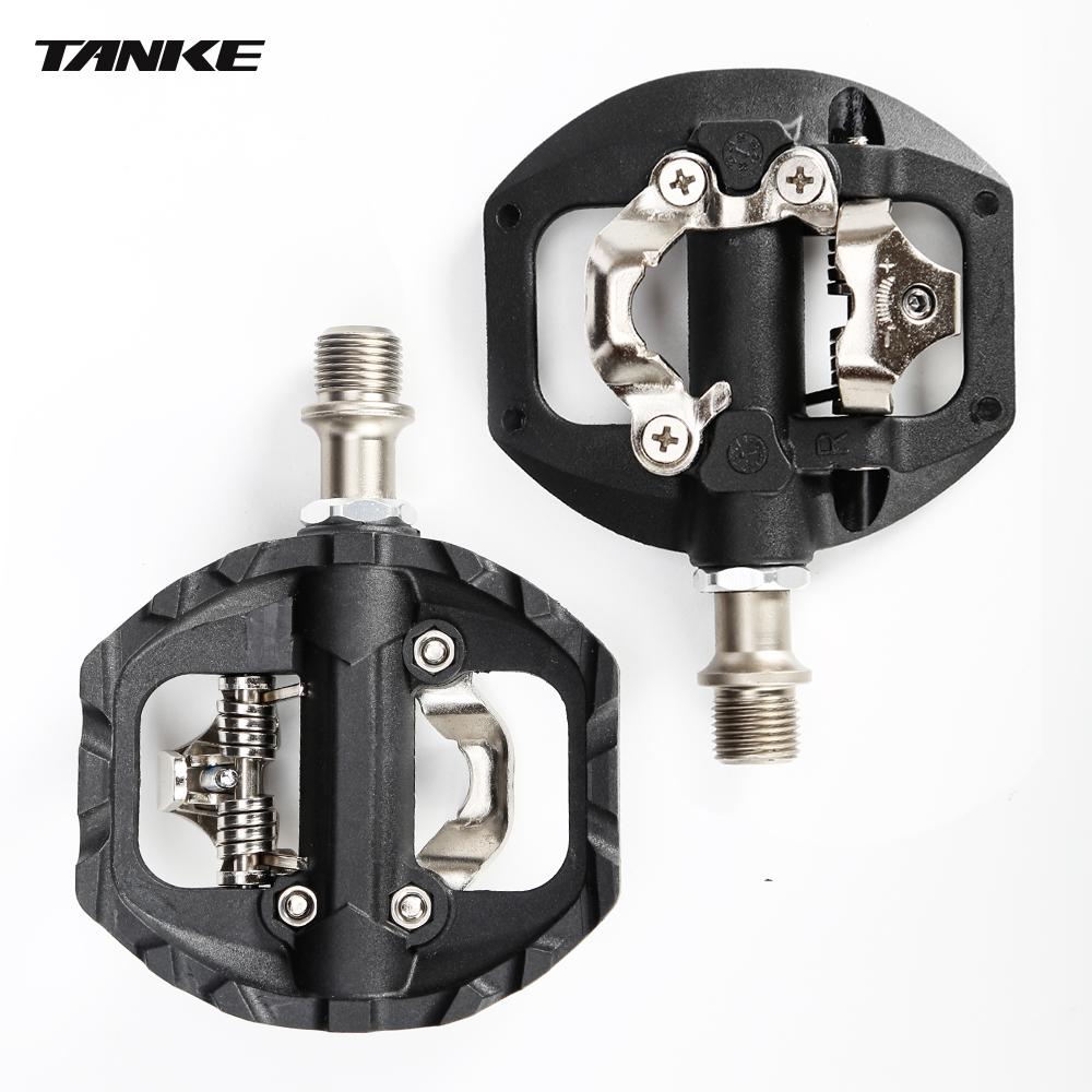 TANKE Mountain Bike Pedals 3 Sealed Bearing SPD Dual Clipless Flat & Lock Pedal Aluminum Cycling Pedals nylon cycling accessorie чёрный