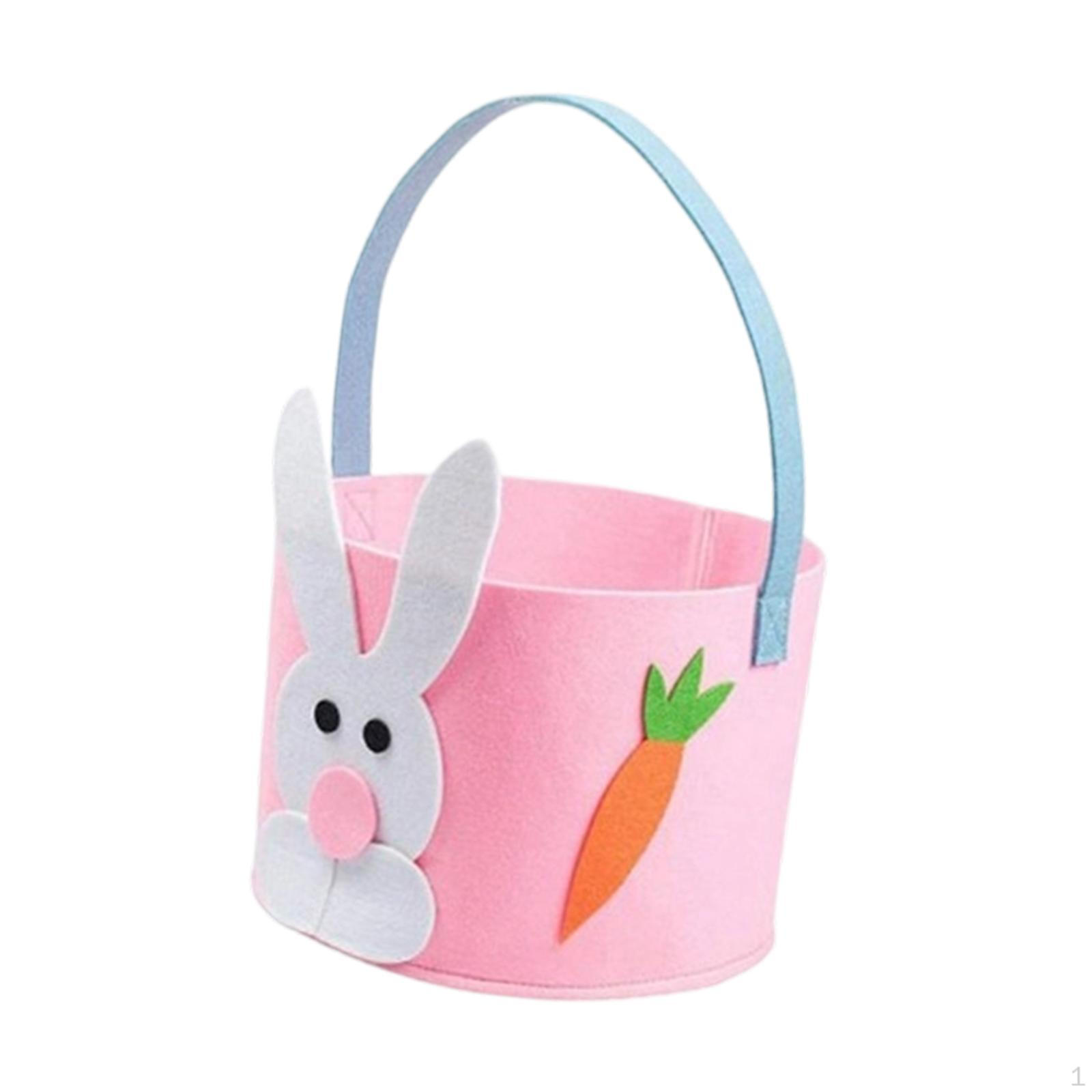 

Bunny-Shaped Easter Basket with Handle, Tray, Children s Storage Bag, Decorative Felt for