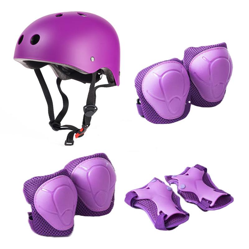Set protettivo a sette pezzi per skateboard e bici per bambini: Casco, Paramani, Gomitiere, Ginocchiere per Bambini e Bambine.