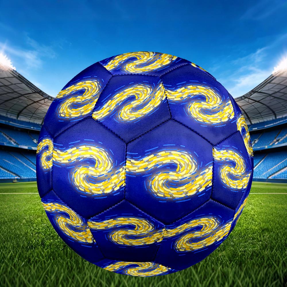 1pc Neon Light Swirls Theme Soccer Ball Football, Size 5, Lightweight PVC, Outdoor Training Soccer Ball,Gift J60421