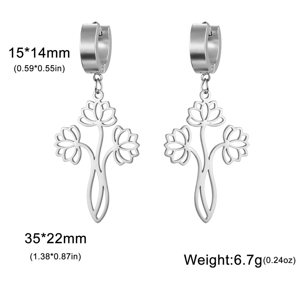 Lucktune Lotus Yoga Buddhism Flower Pendant Earrings Stainless Steel Women's Earring Gold Color Jewelry Date Party Gift Sale