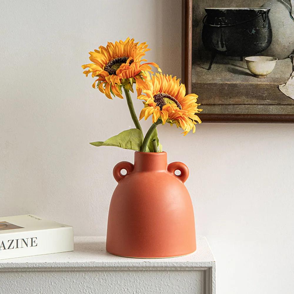 Nordic Ins Binaural Big Belly Vase Ornaments Living Room Bedroom Dining Table Ceramic Storage Jar Crafts Wedding Decoration