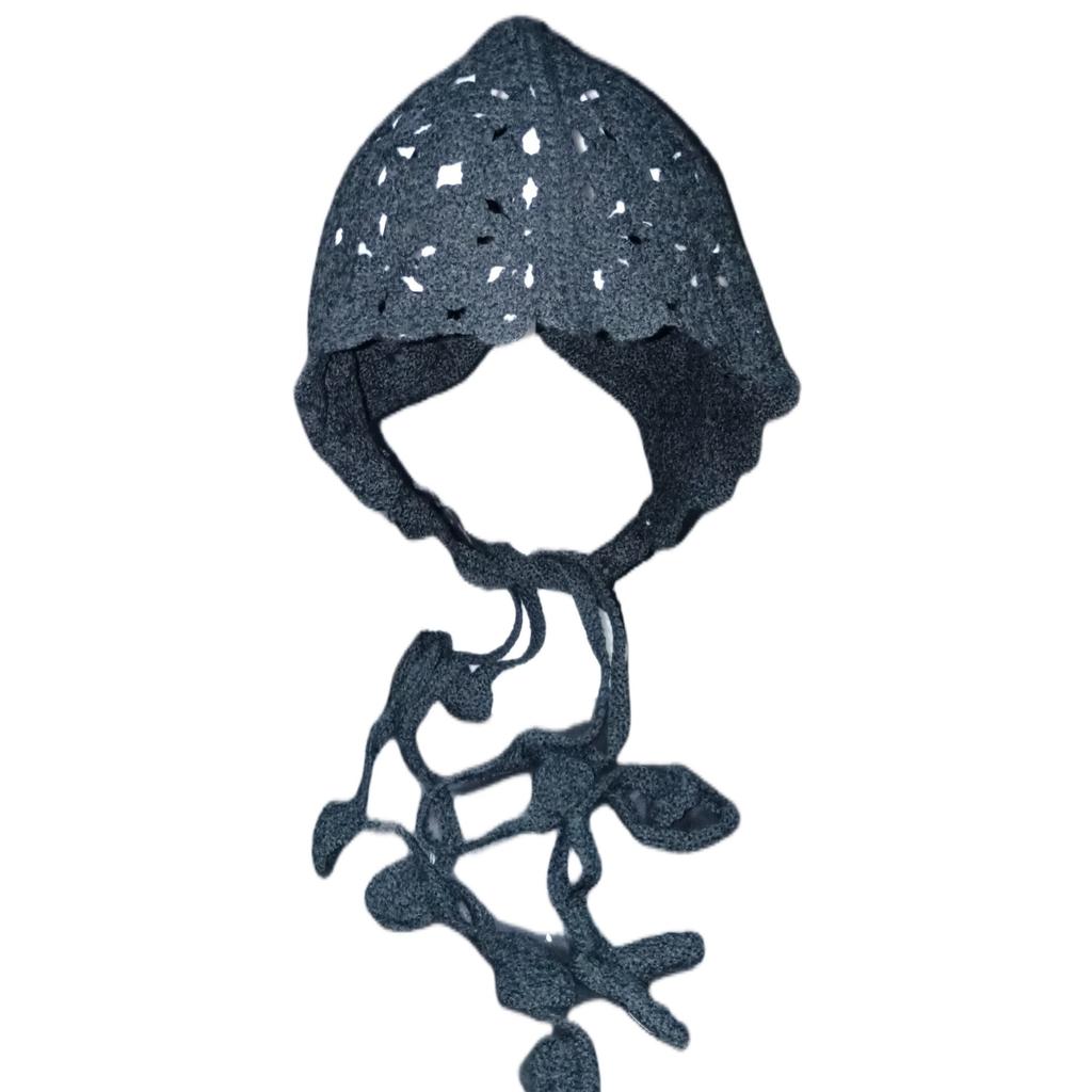 Japanese Hand-knitted Wool Hat, Sweet and Cute Hand Hook Hollow Knitted Bag Head Hat