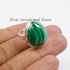 Genuine Malachite Ring, 925 Sterling Silver Ring, Teardrop Ring, Gift for Mother, Scorpio Birthstone Ring, Handmade Ring