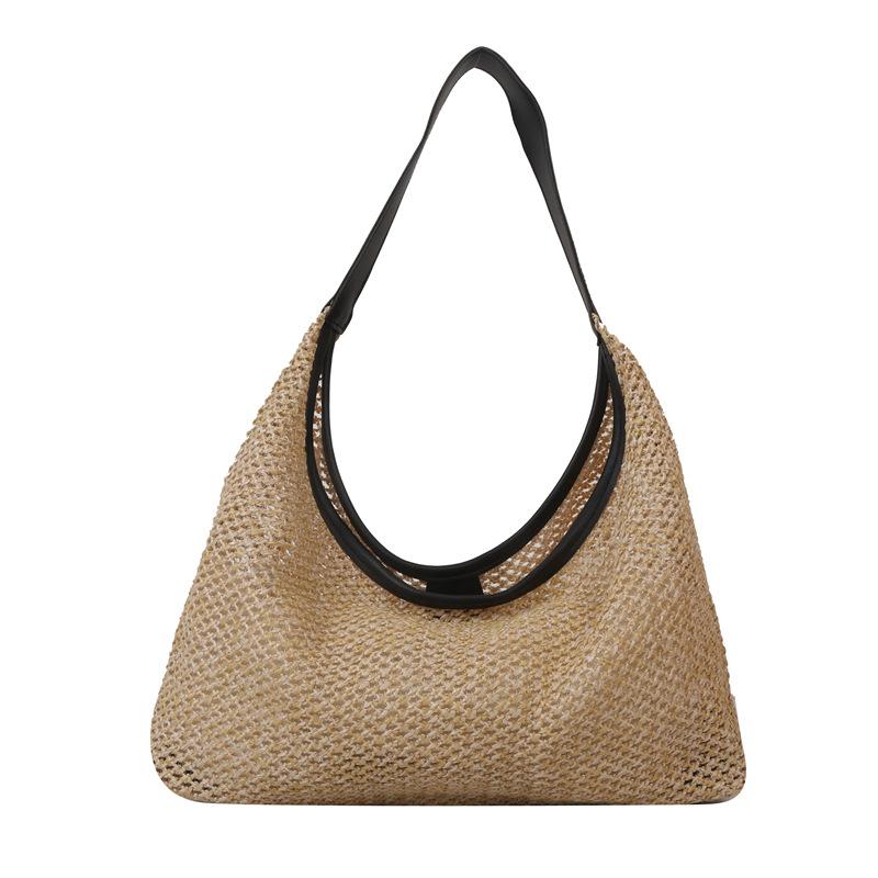 Woven Straw Tote Bag for Women Large Capacity Bucket Shoulder Handbag KTB