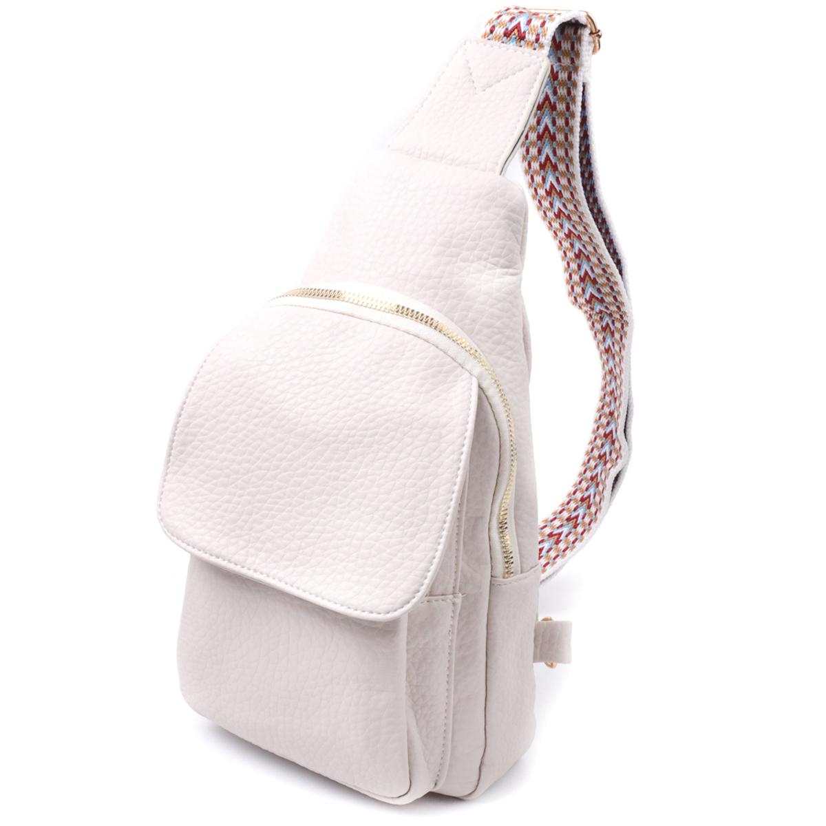 

Популярна жіноча сумка з однією лямкою через плече з великозернистого екошкіри VINTAGE Bag 22761 Молочний