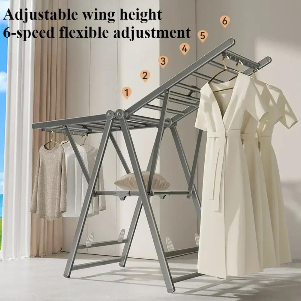 Foldable Drying Rack Floor Standing Balcony Clothes Rack Indoor Drying Hanger Large Capacity Save Space Foldable Clothes Hanger