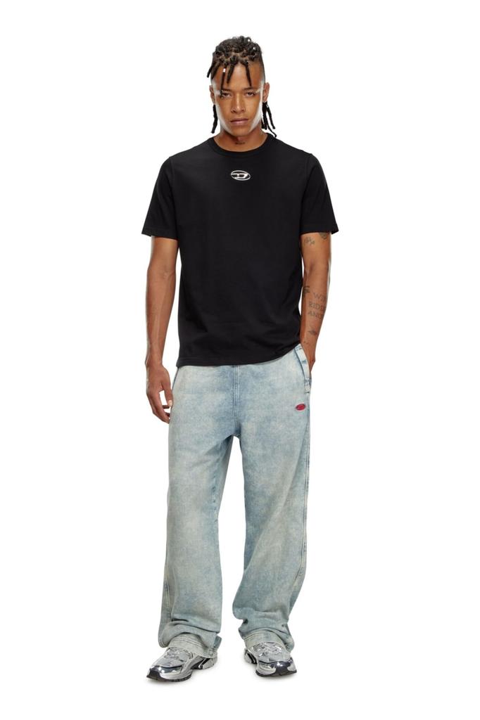 Diesel Logo Oval D Size A178800CLBR Men's T-Shirt, L, Black, 9XX,