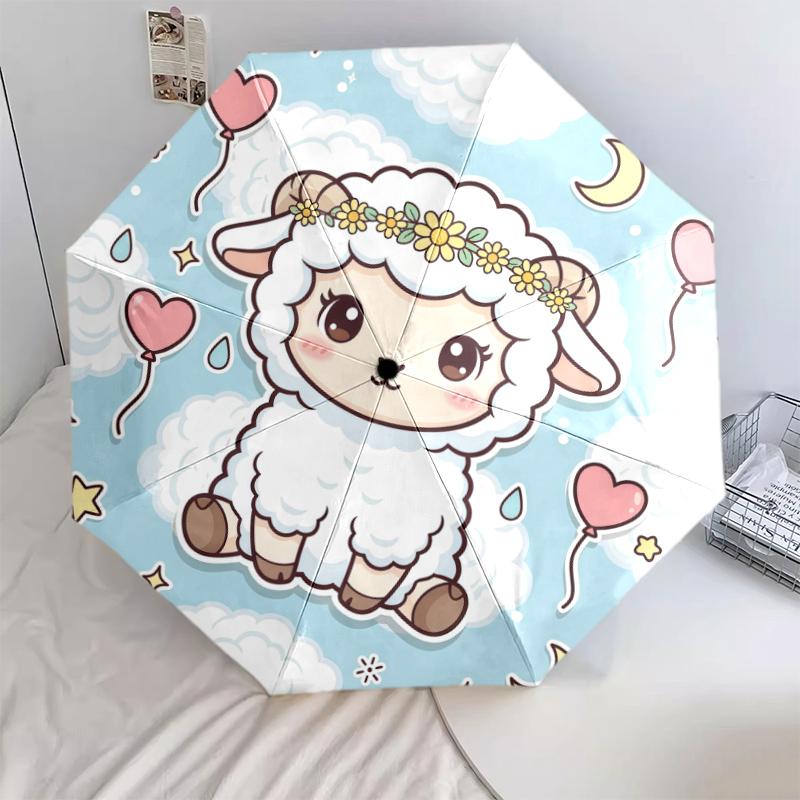 1 PC Automatic Folding Umbrella - Cartoon Animals Pattern, Portable & Foldable Design with 8 Ribs, Christmas Birthday Gifts