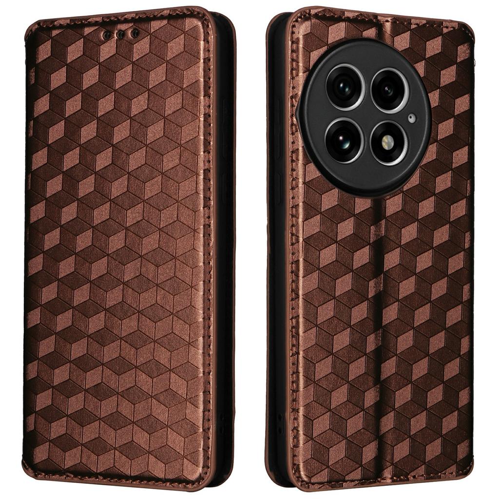 For OnePlus 13 Wallet Case Rhombus Imprinted Leather Phone Cover