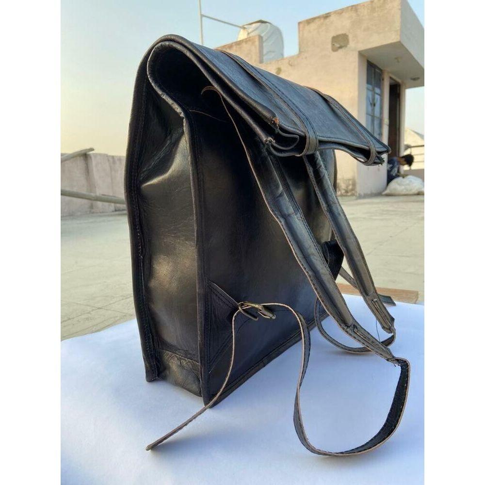 Men's Real Leather Backpack Laptop Bag Large Hiking Travel Camping Rucksack Roll