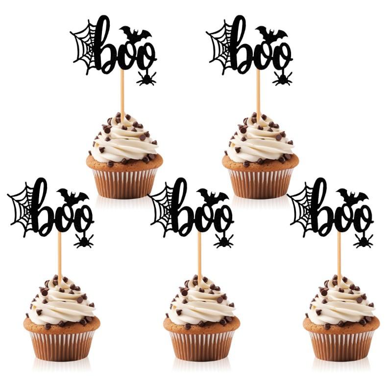 Halloween Pumpkin Party Decorations Ghost Theme Cake Toppers Paper Set Dessert Table Decoration