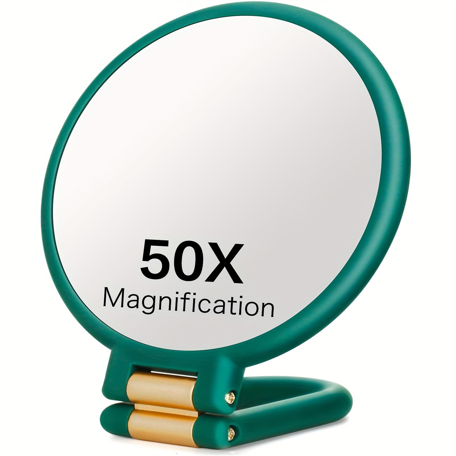 

50x Ручные зеркала для макияжа Двусторонние Увеличение 1X/50X Портативное Складное зеркало для макияжа для путешествий Зеркало с регулировкой 360°