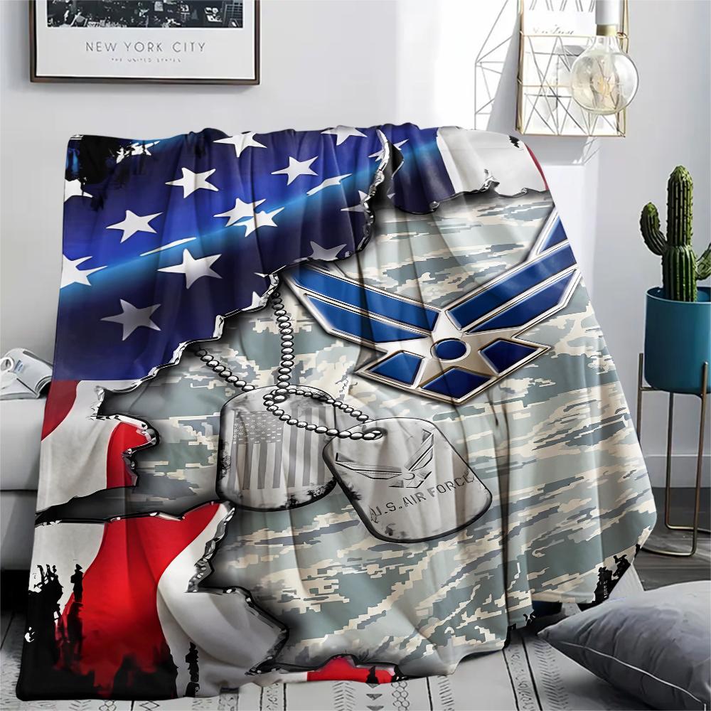 1PC US Air Force Recruiting Print Flannel Blanket, High quality All Seasons, Home Decor, Warmth and Comfort, Perfect for Christmas Gifts